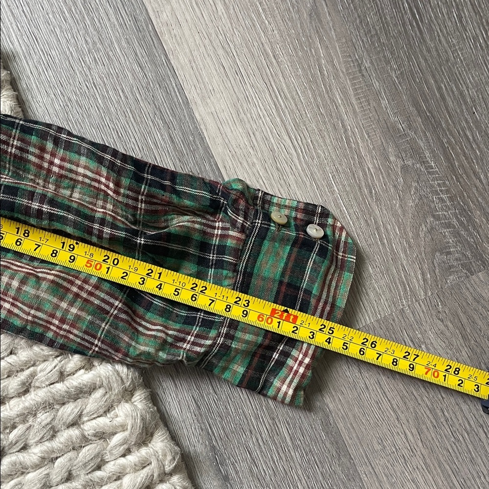 Vintage Green Plaid Peter Pan Collar Blouse Romantic Cottagecore Top Twee Indie - Picture 11 of 12